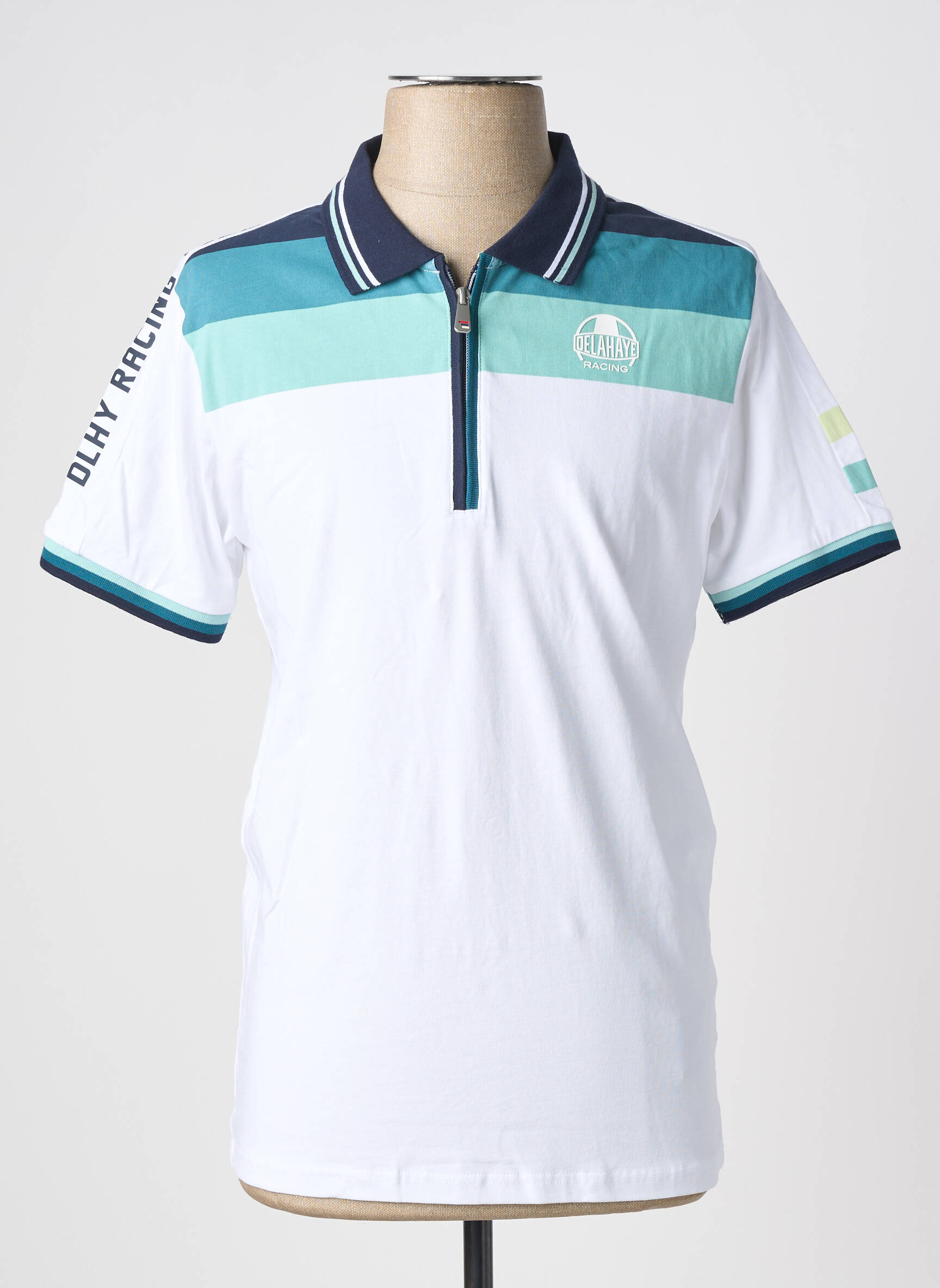 Polo jersey audinys trumpas rankovės baltas DELAHAYE vyras