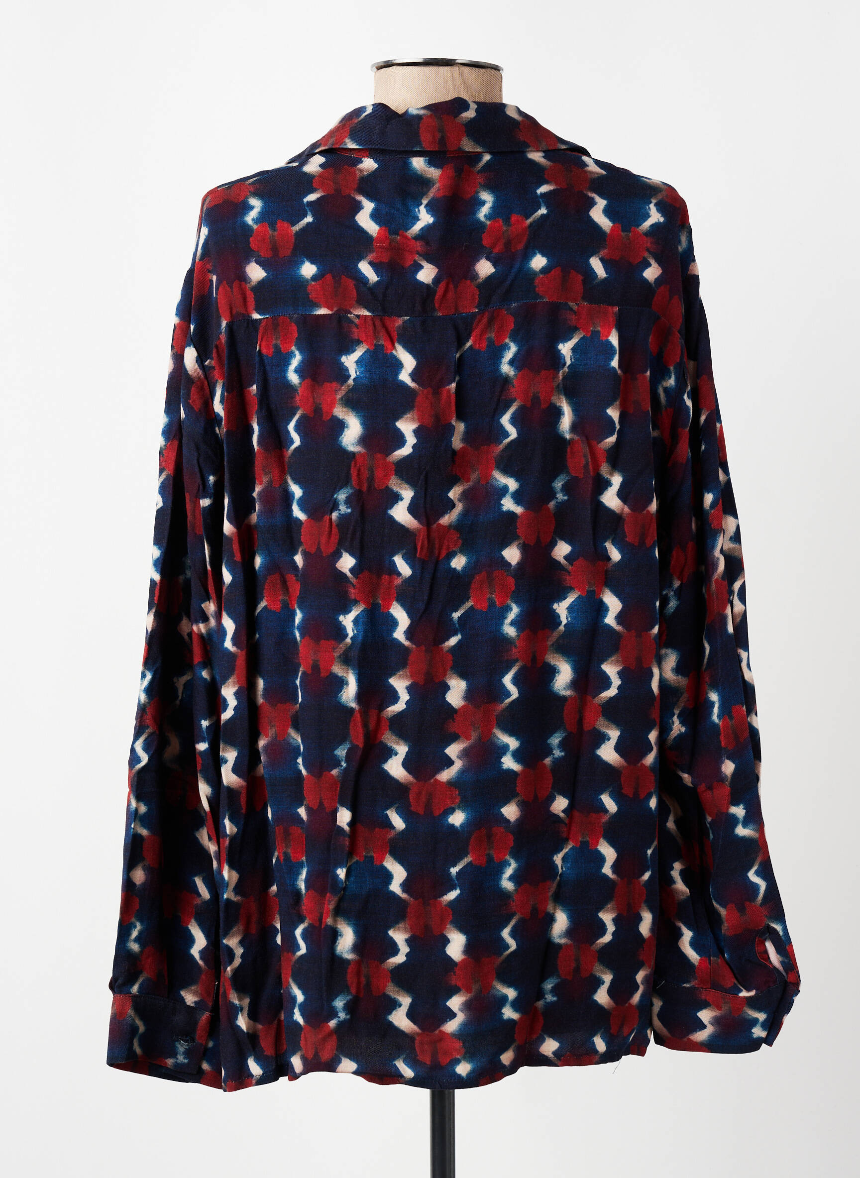 Moteriškas marškinys fantazijos raštas ilgos rankovės mėlyna LA FEE MARABOUTEE moteris