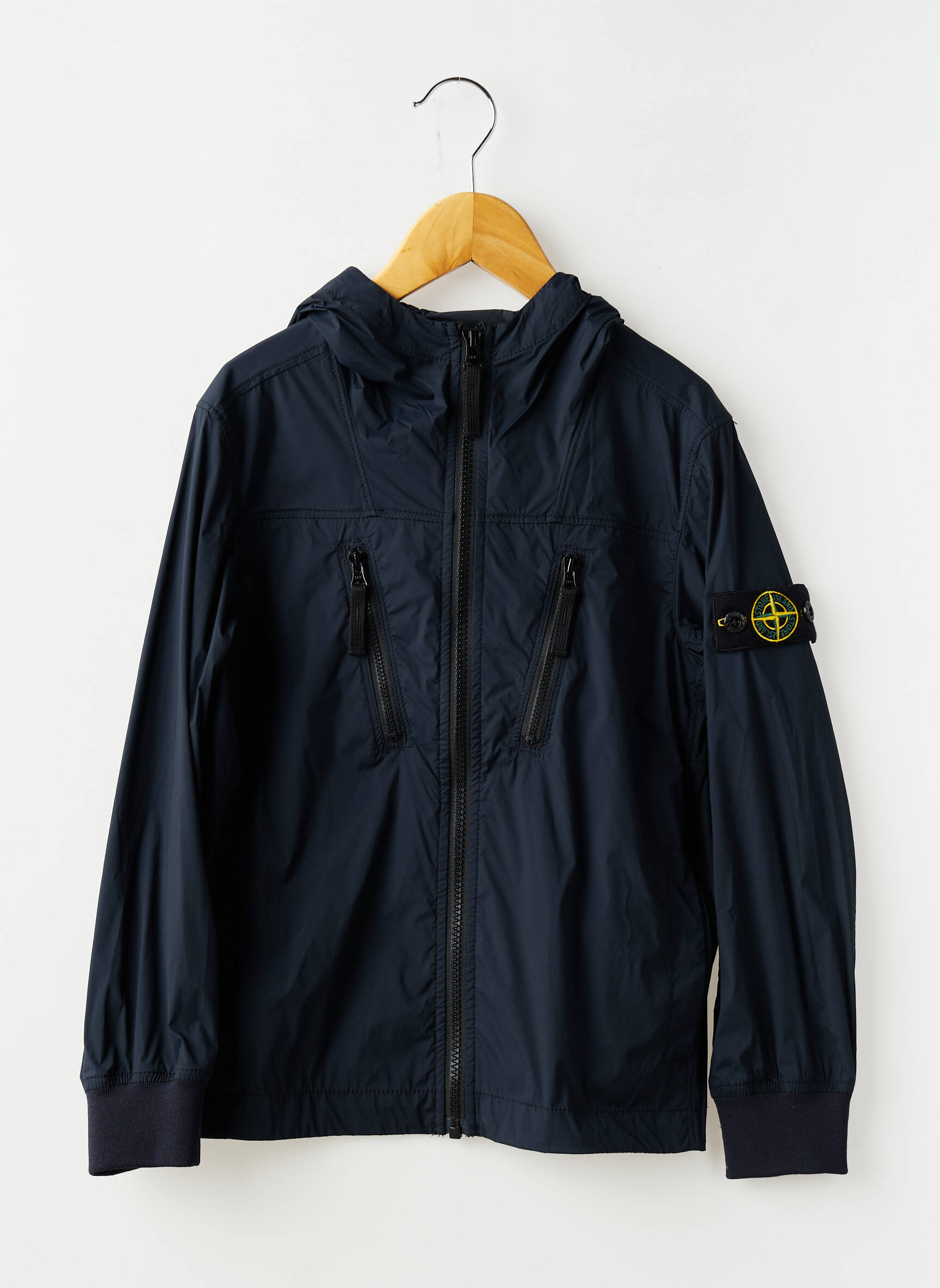 Vėjo nepraleidėjas satino efektas su gobtuvu mėlyna STONE ISLAND berniukas