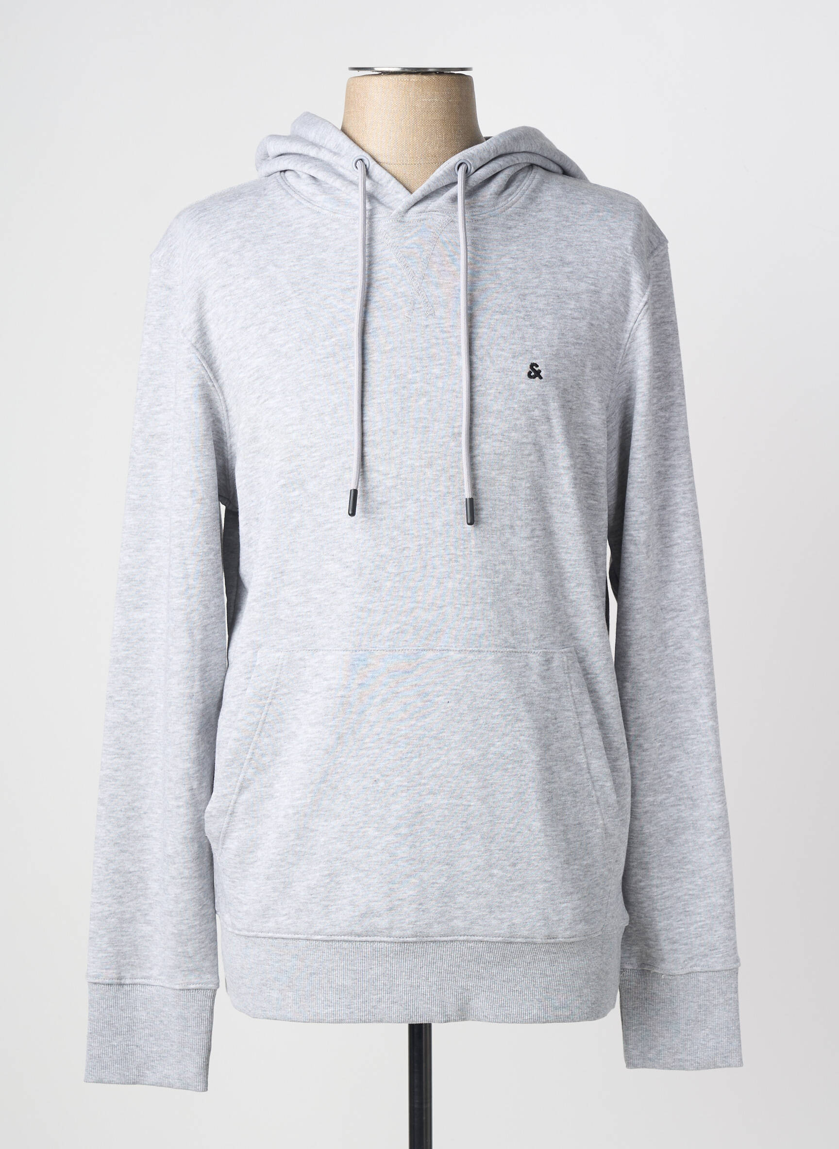 Kapišonas jersey audinys ilgos rankovės pilka JACK & JONES vyras