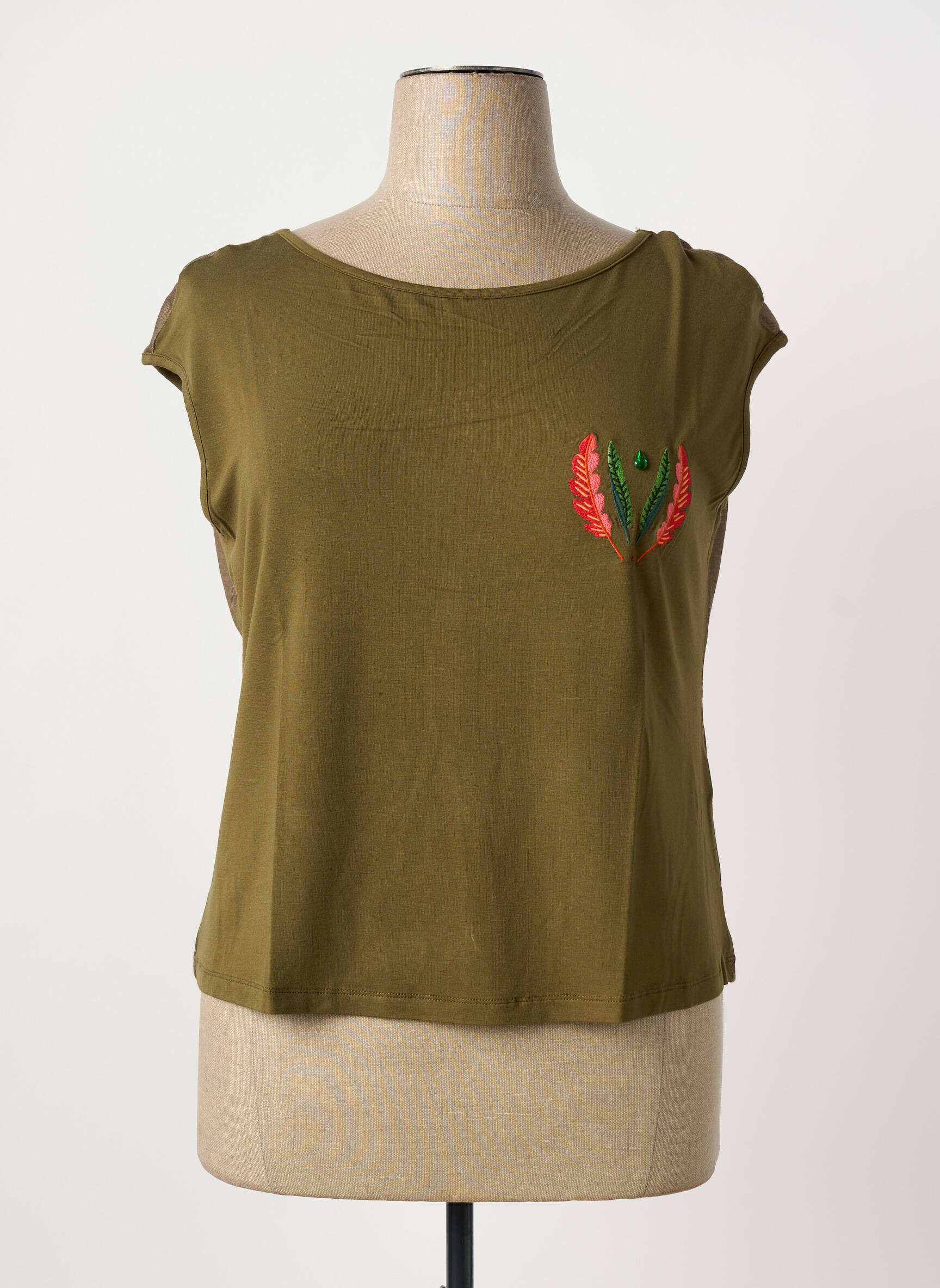 Marškiniai be rankovių kaki PAUL BRIAL moteris