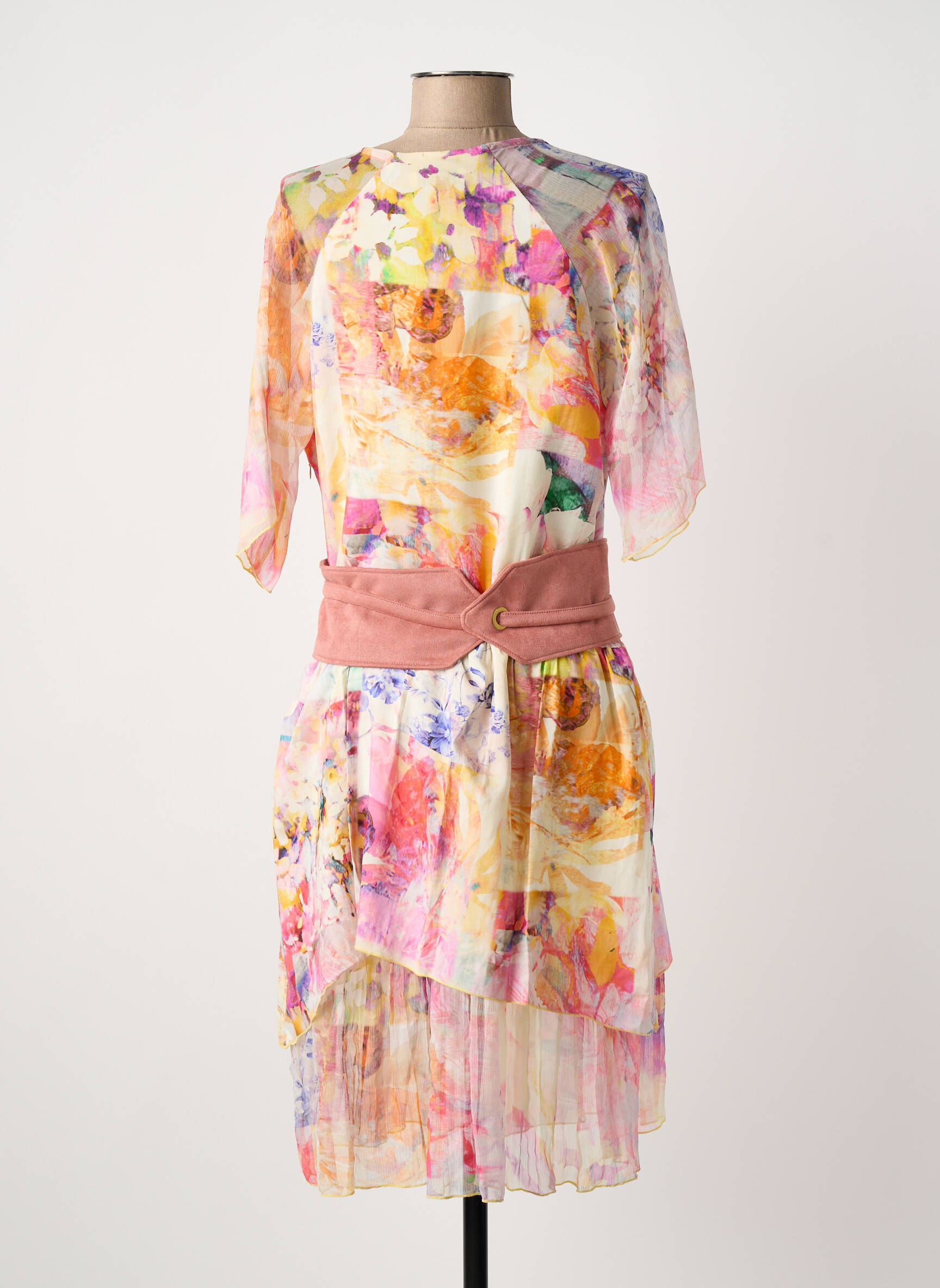 Pusilgių suknelė rožinė PAUL BRIAL moteris
