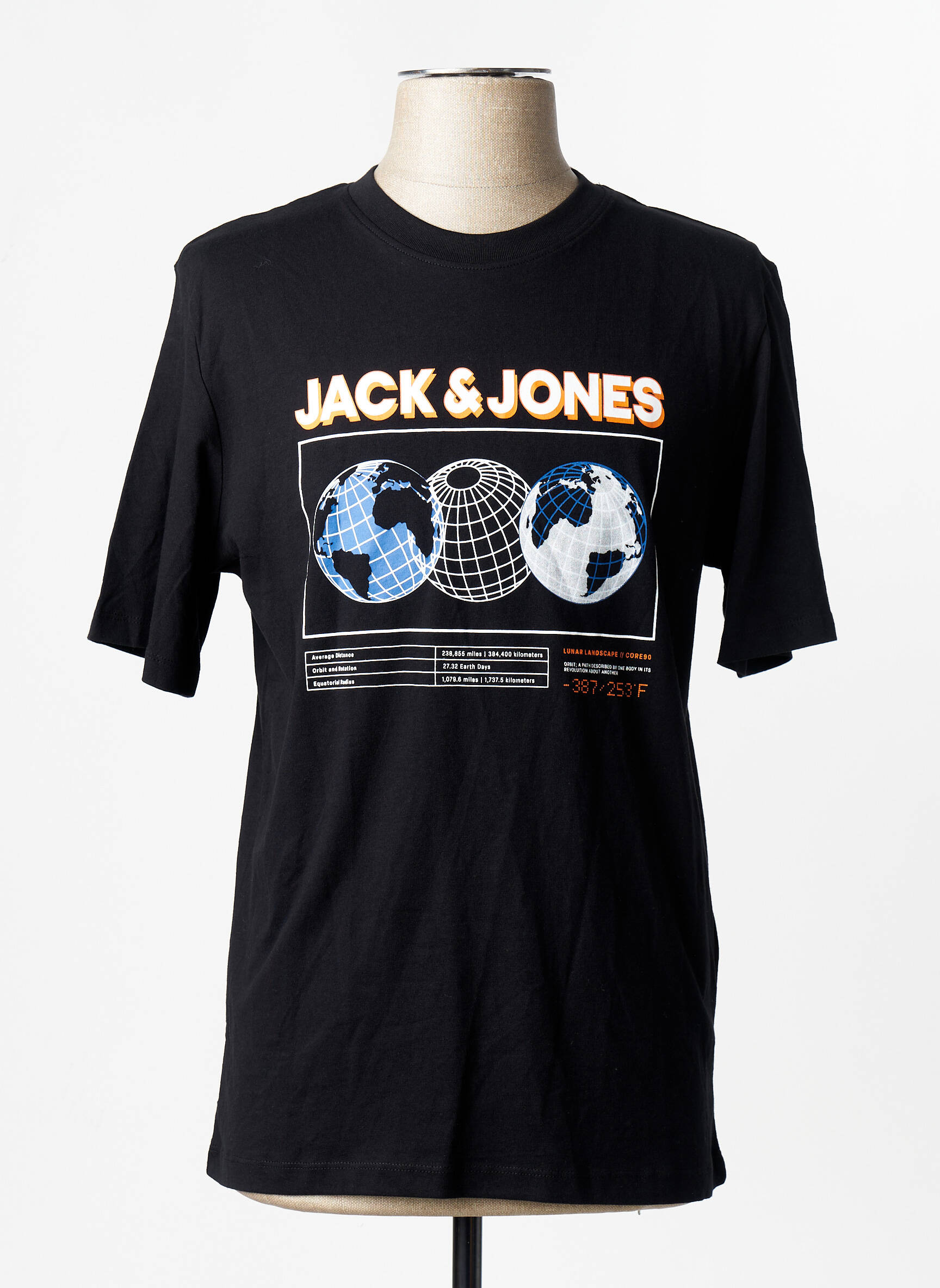 T-marškinys apvalus kaklas juodas JACK & JONES vyras