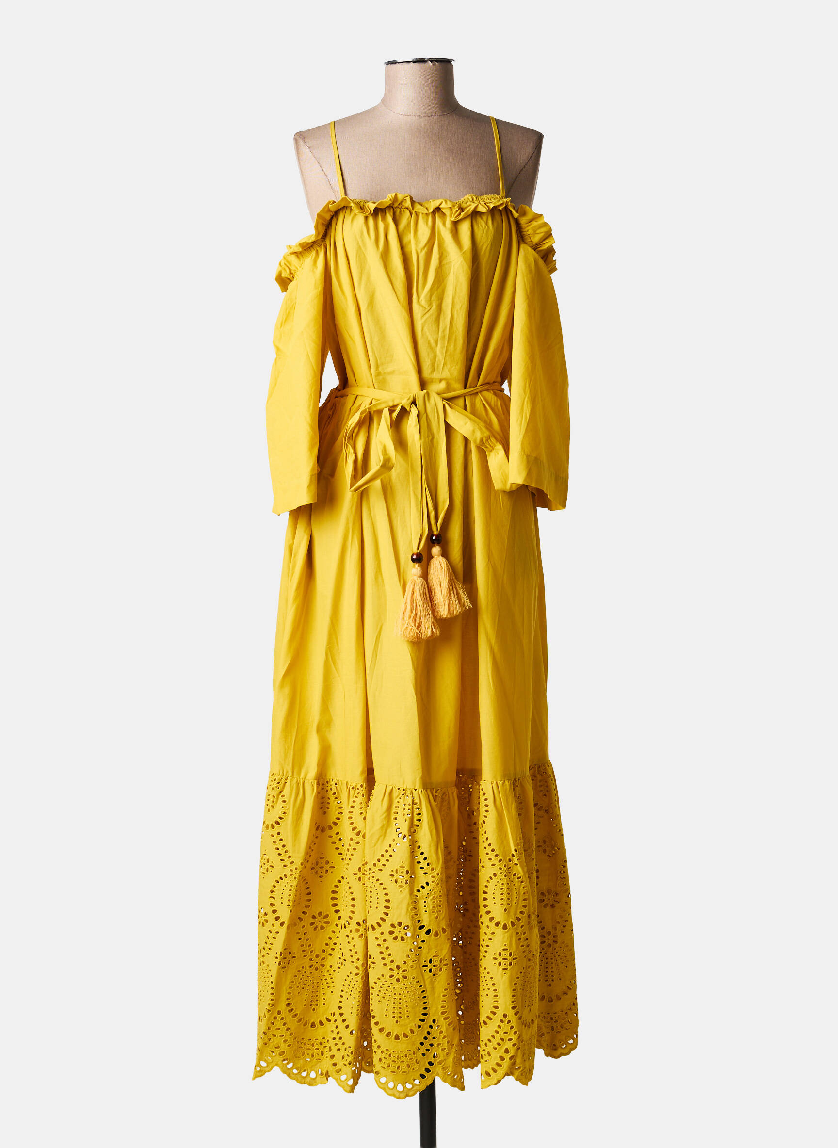Pusilgių suknelė geltona MAT FASHION moteris
