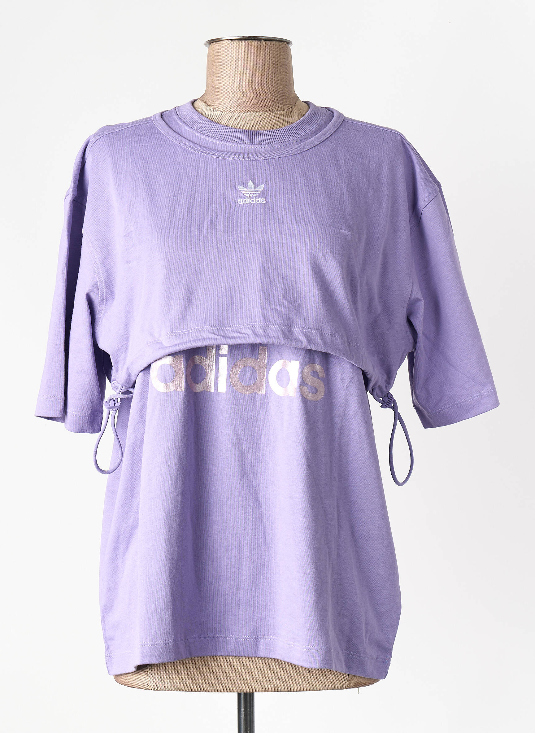 T-marškinys violetinis ADIDAS moteris