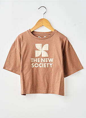 T-marškinys rudas THE NEW SOCIETY mergina