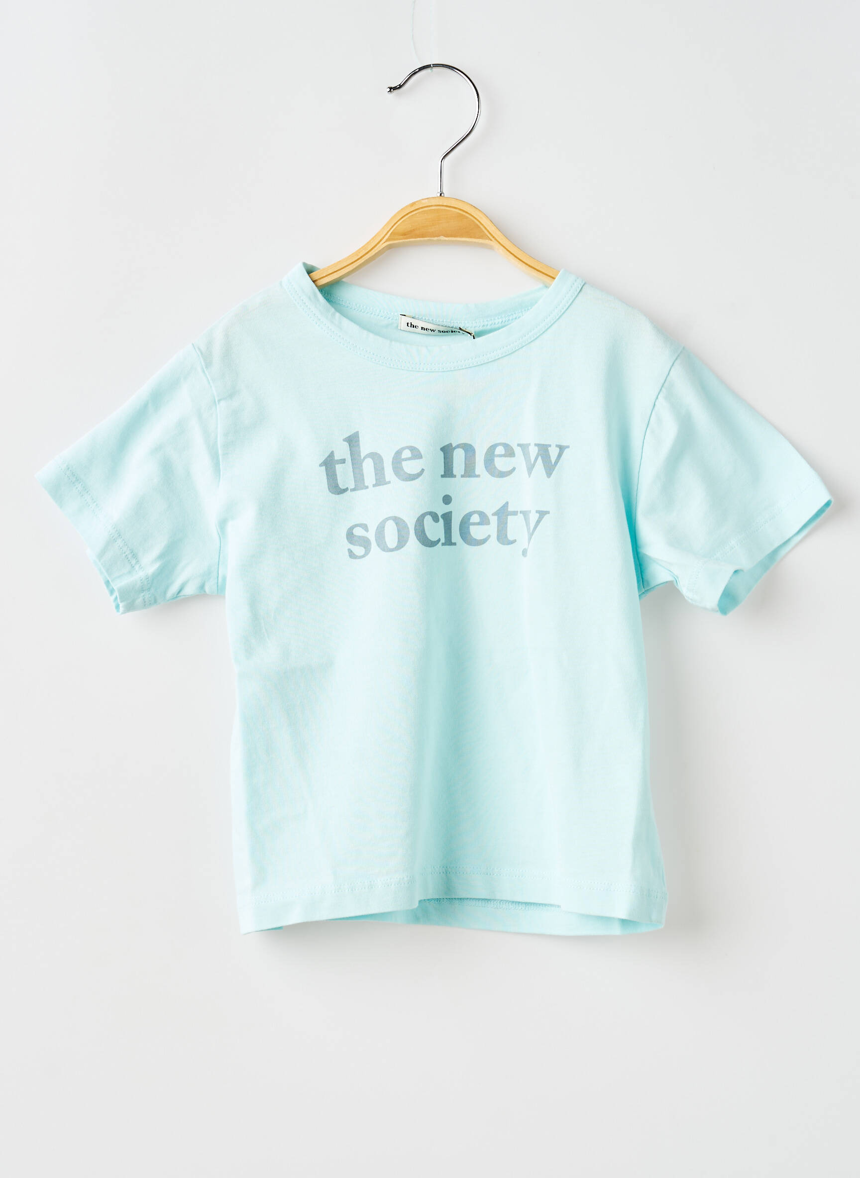 T-marškinys mėlyna THE NEW SOCIETY mergina
