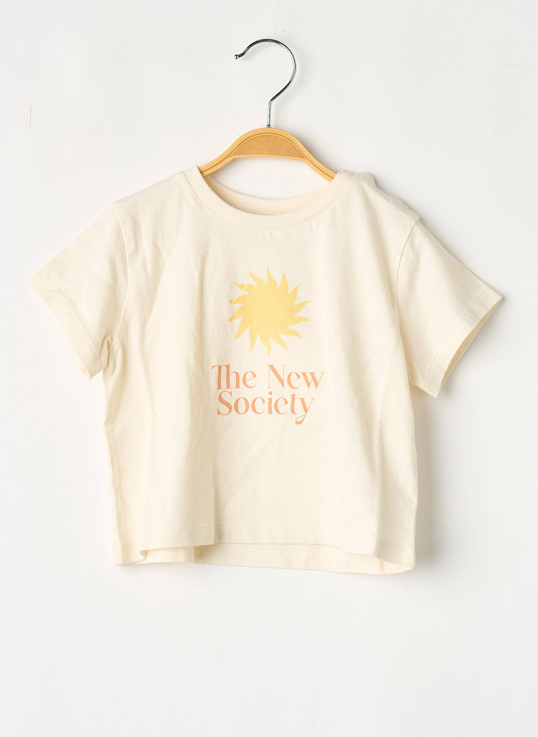 T-marškinys bežinis THE NEW SOCIETY mergina
